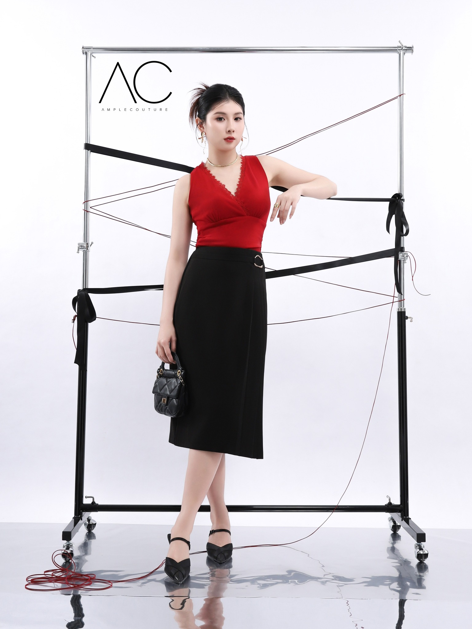 High Waist Side Pleated Skirt AC142