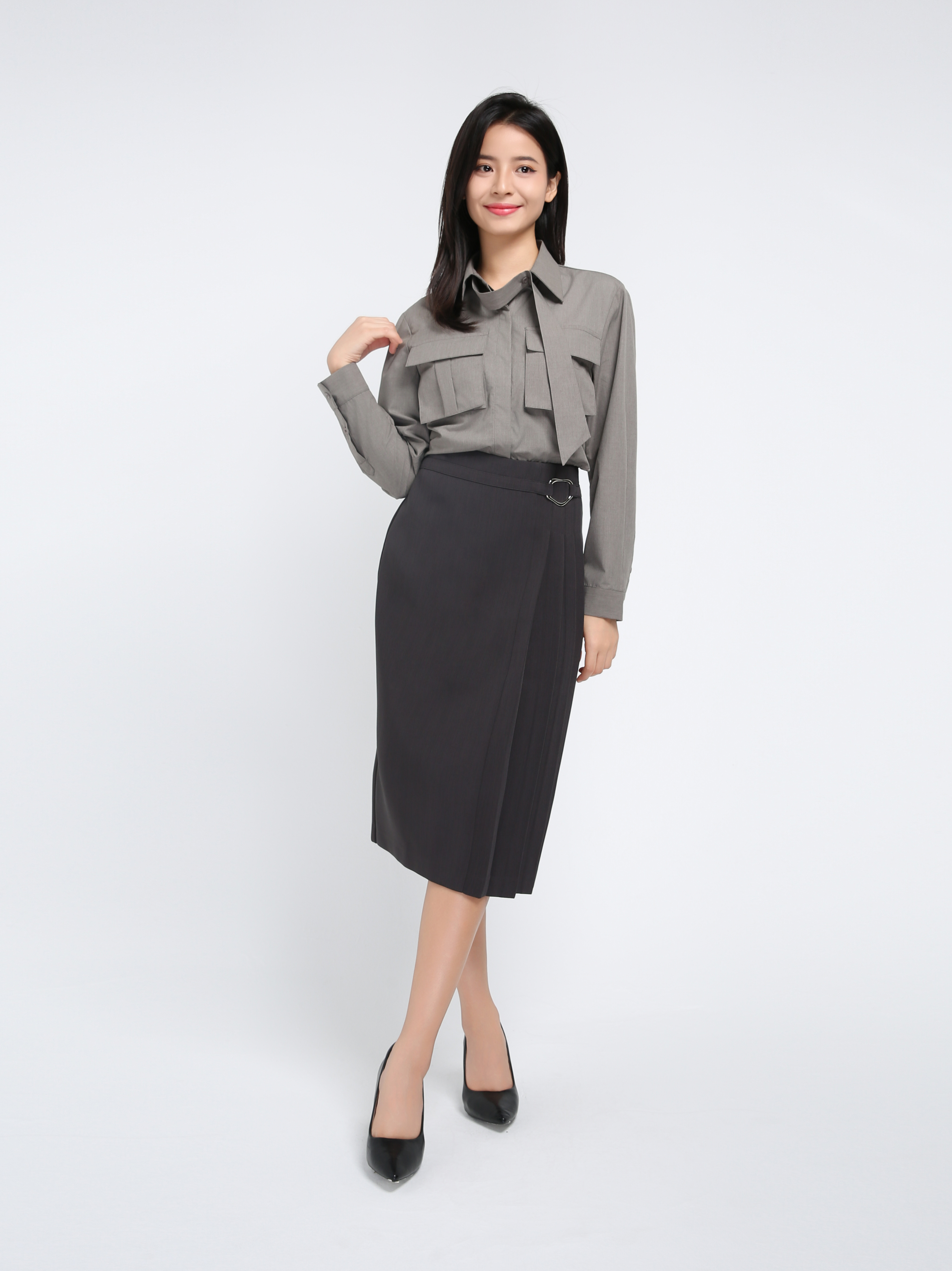 High Waist Side Pleated Skirt AC142