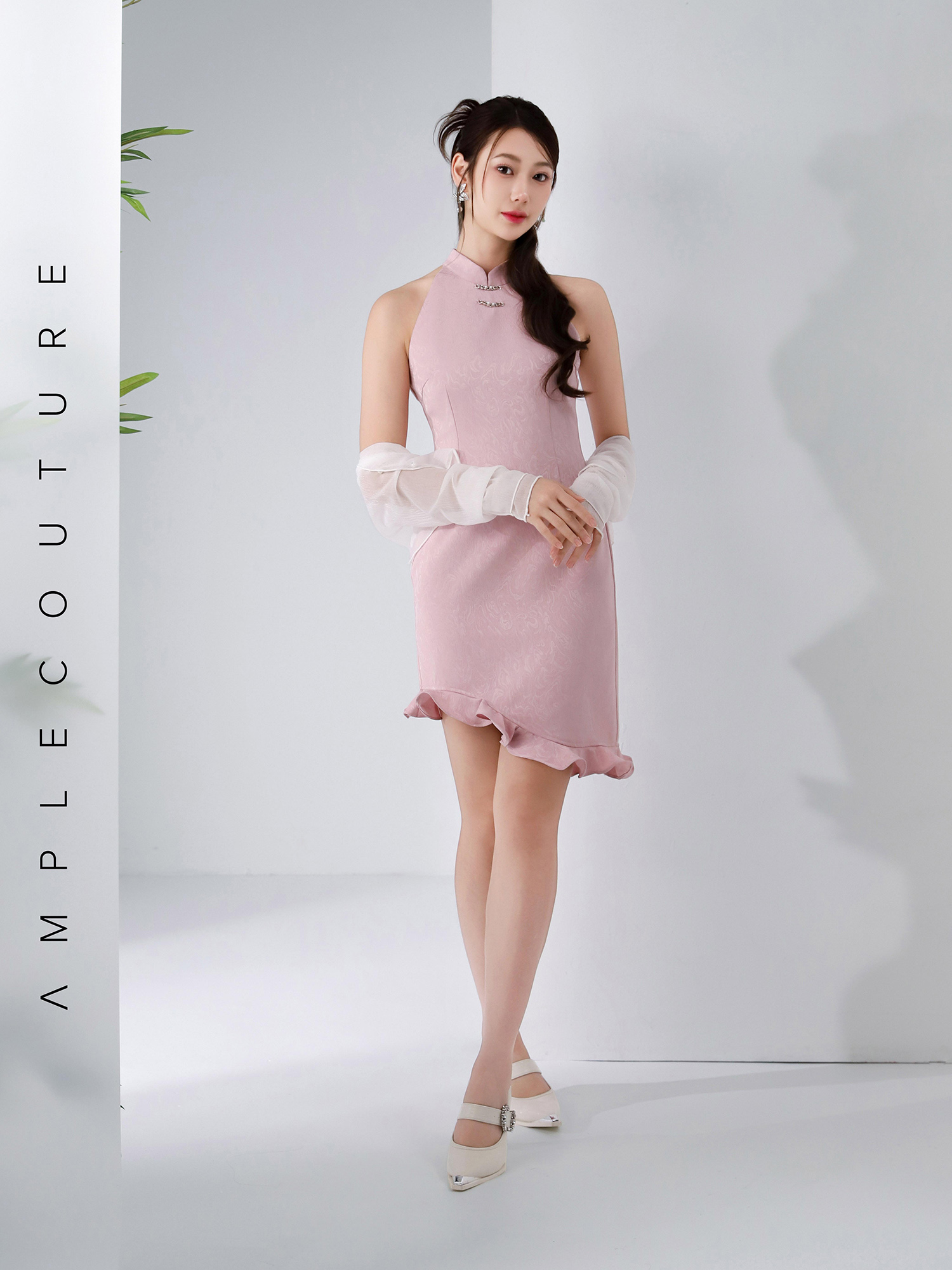 Ruffle Halter Neck Cheongsam AC153