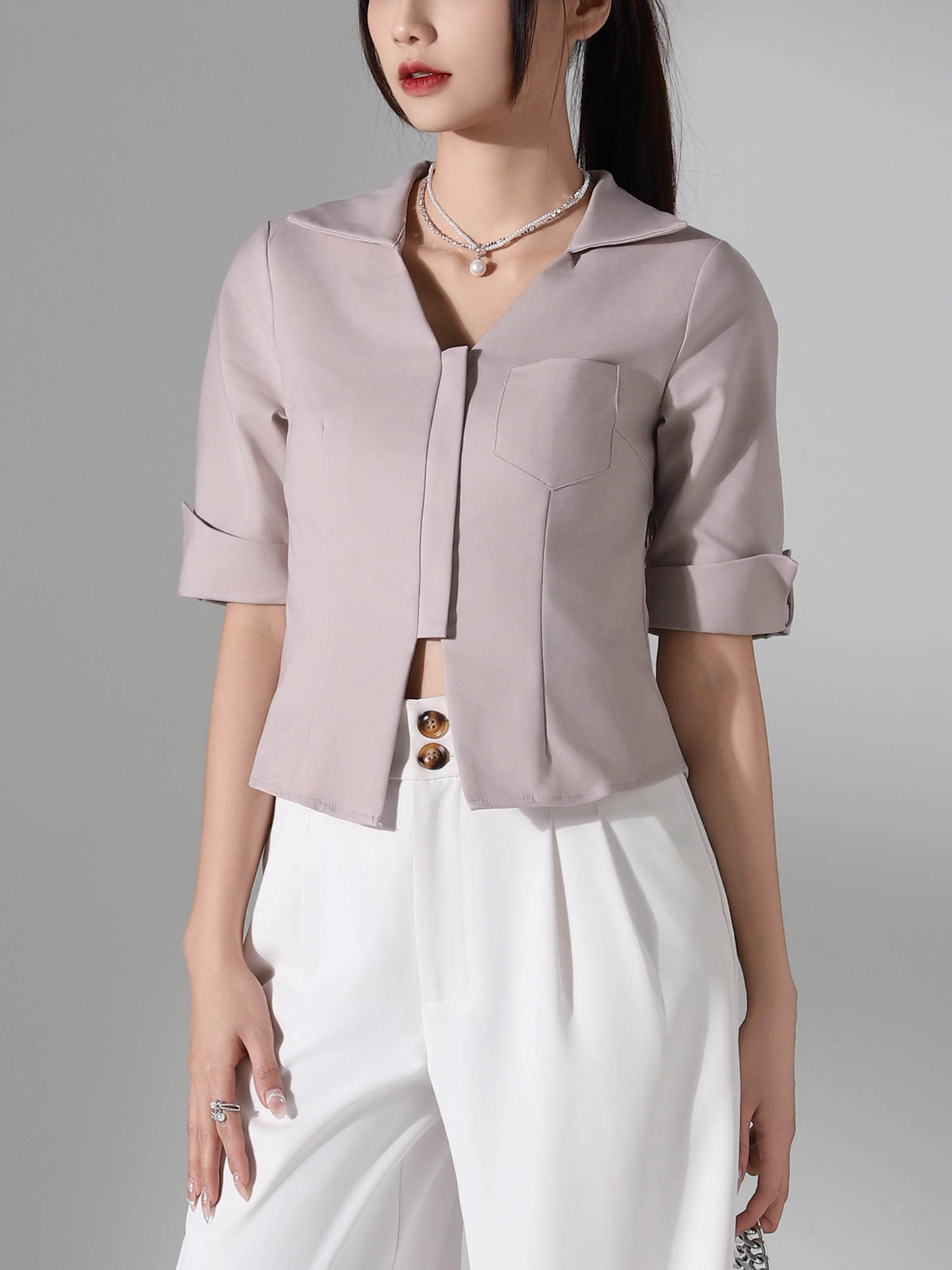 Formal Front Zip Top AC214