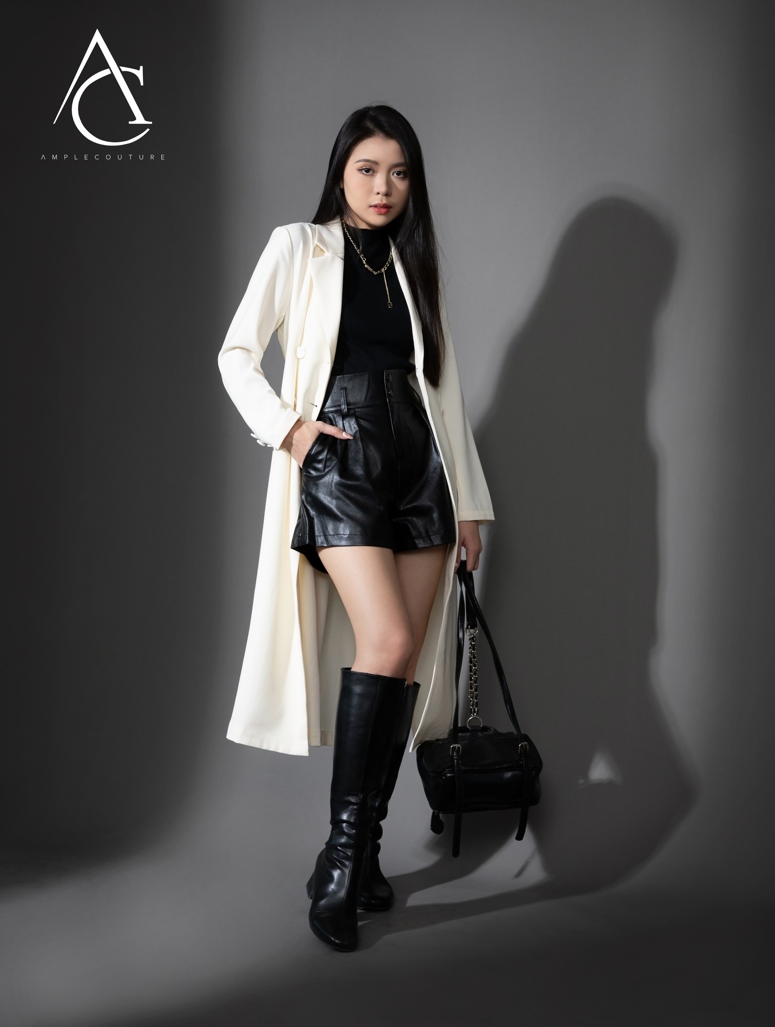 Front Button With Belt Long Sleeve Jacket AC426