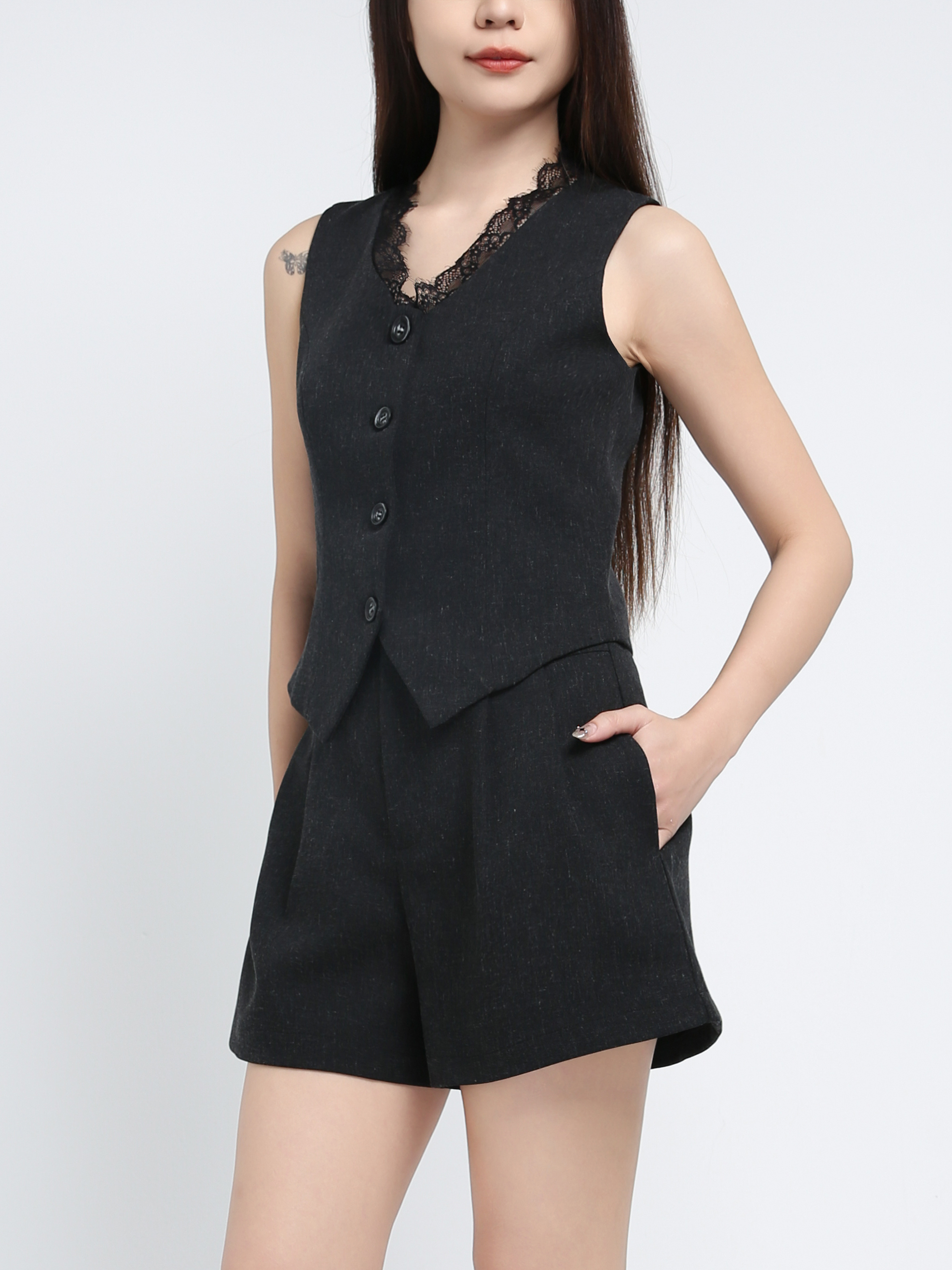 High Waist Side Pkcet Short Pants AC576