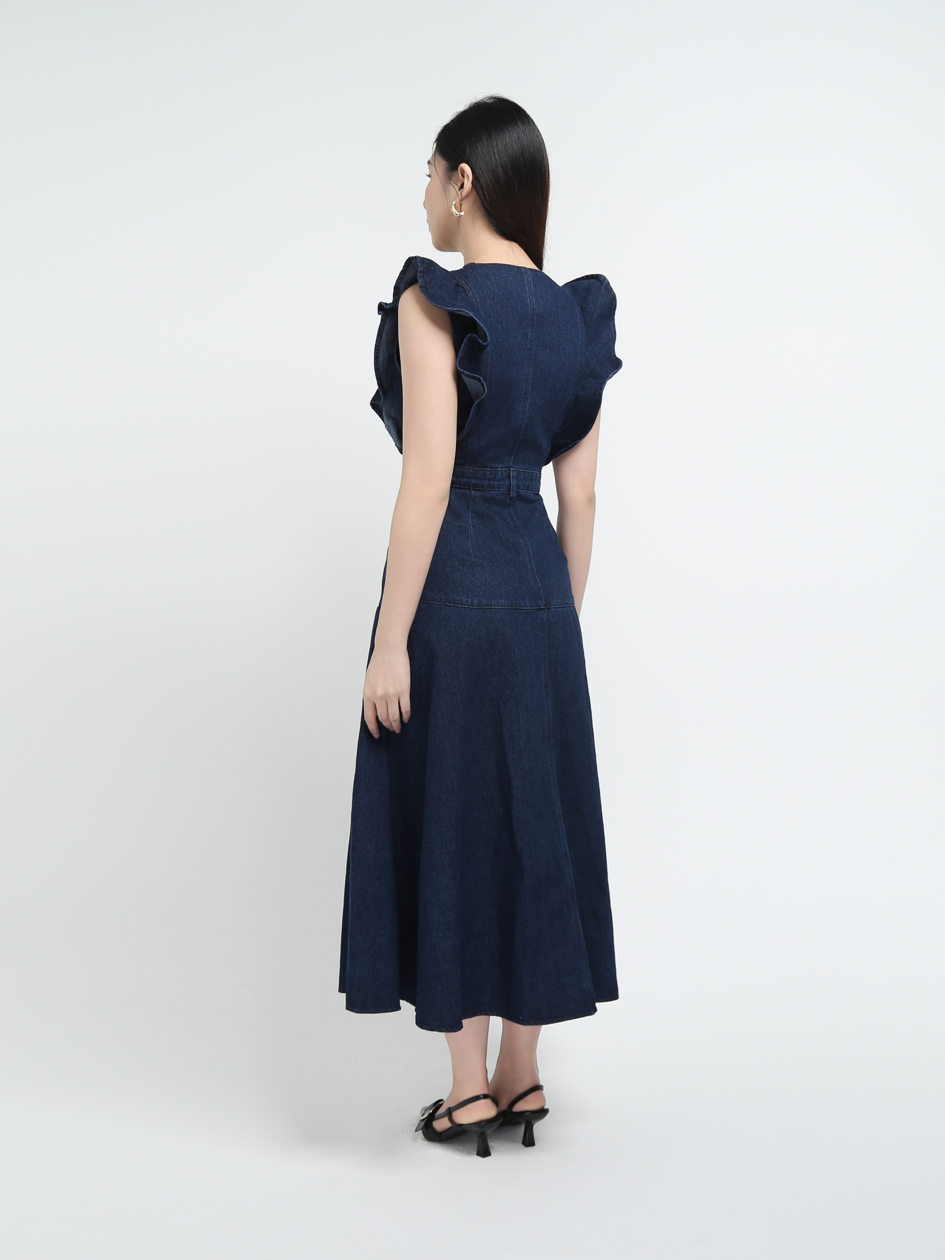 Denim Ruffles Dress AC773