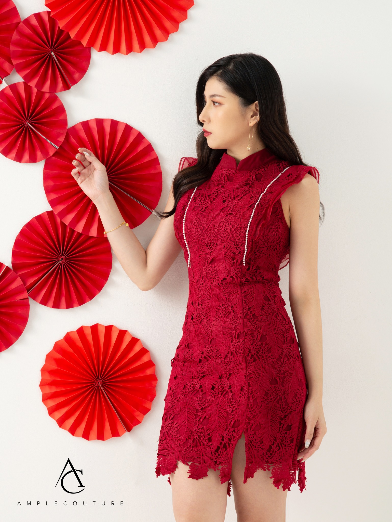 [PREORDER] Lace Sleeveless Back Zip Dress AC809 (SPO)