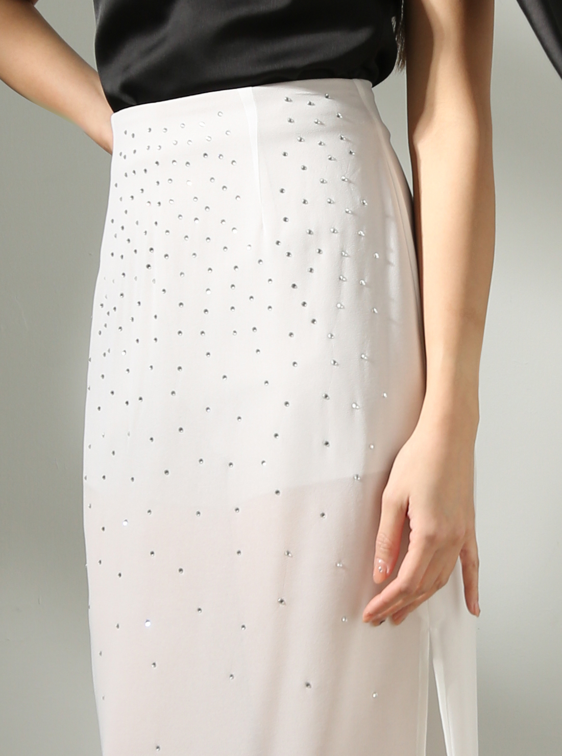 Mesh With Decorative Diamond Skirt Pant AC822