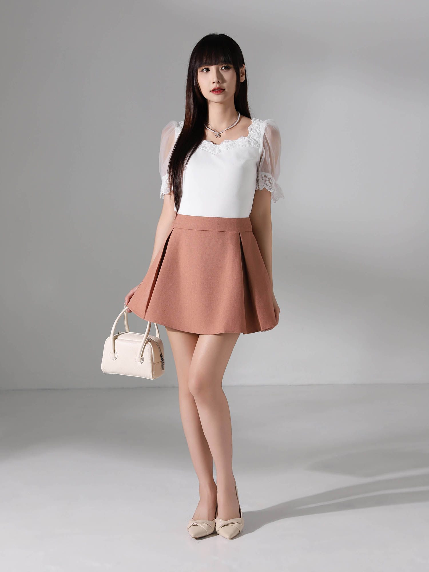 Elegant Eyelet Net Top AC834