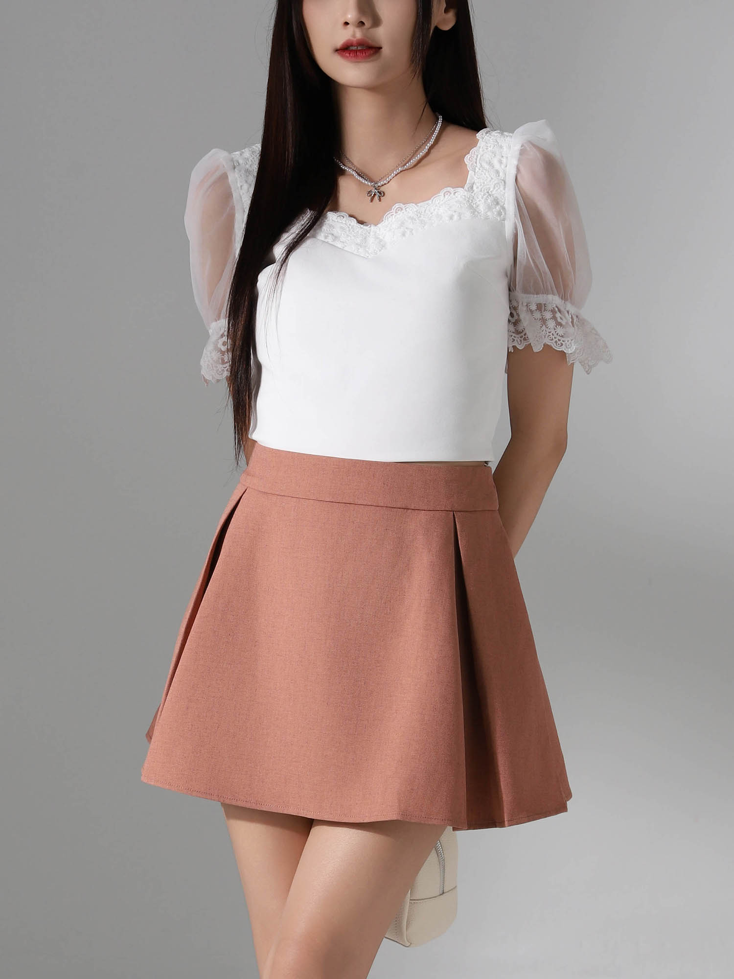 Elegant Eyelet Net Top AC834