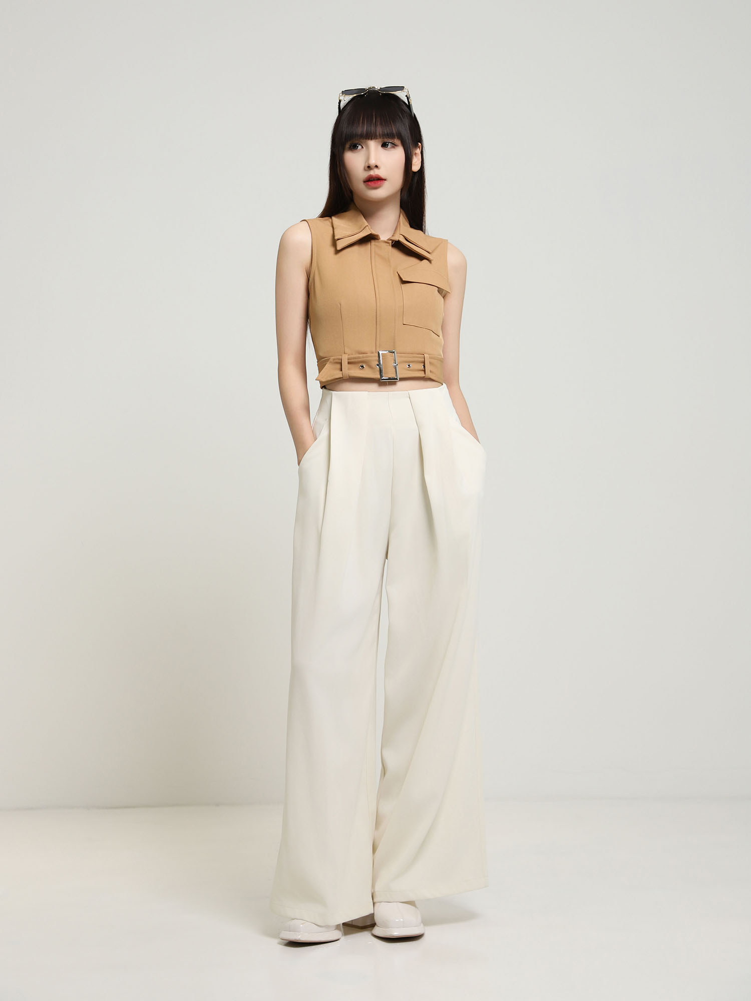 Sleeveless With Belt Top AC912
