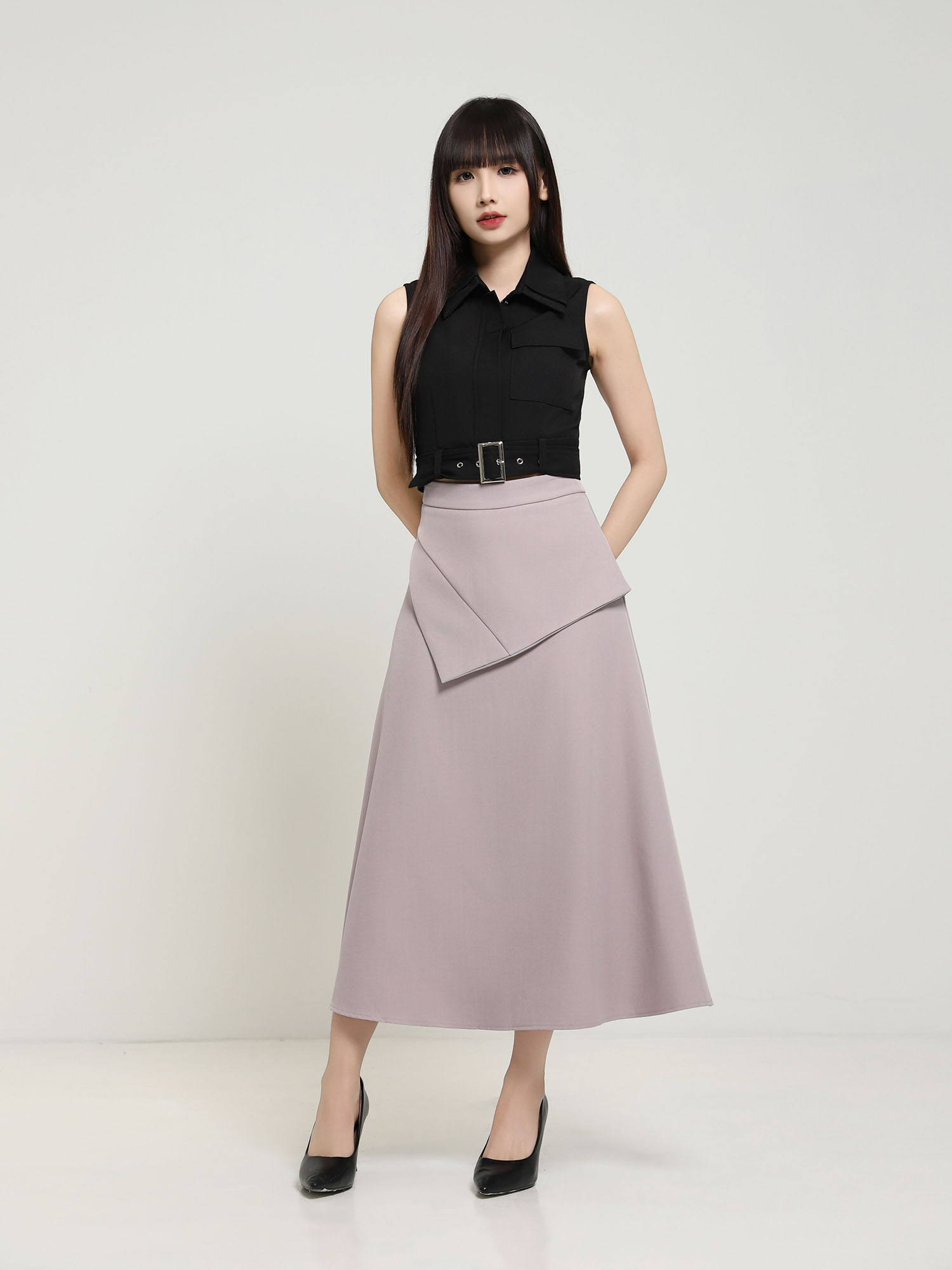 Sleeveless With Belt Top AC912
