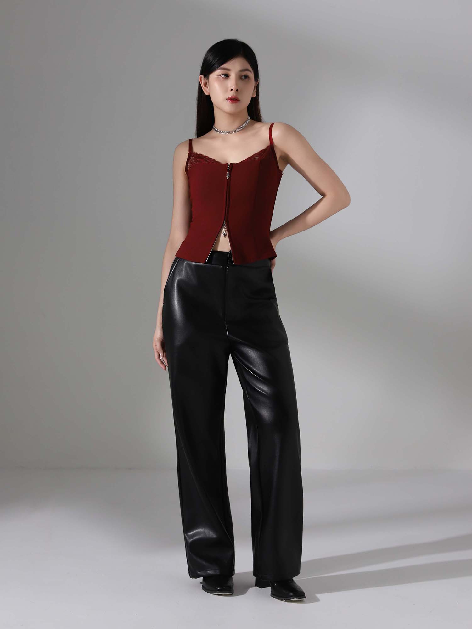 With Lace Front Zip Top AC918