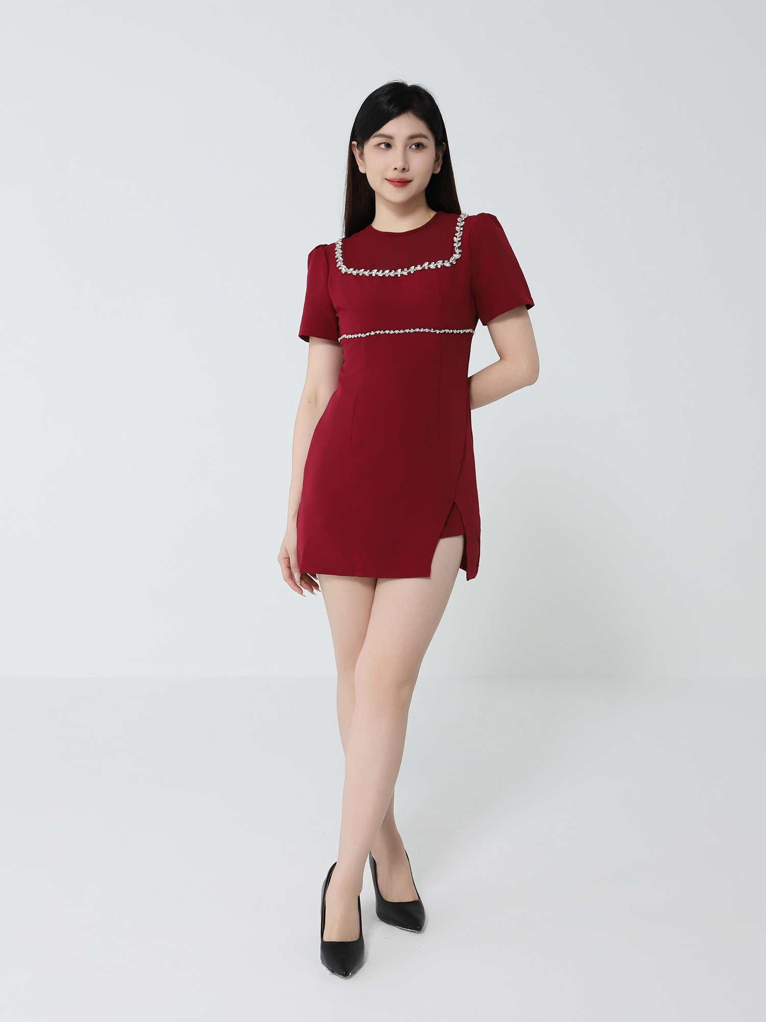 Net With Decorative Diamond Jumpsuit 46502