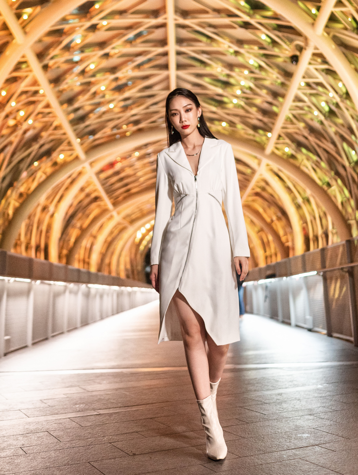 [PREORDER] Front Zip Irregular Long Dress AC424