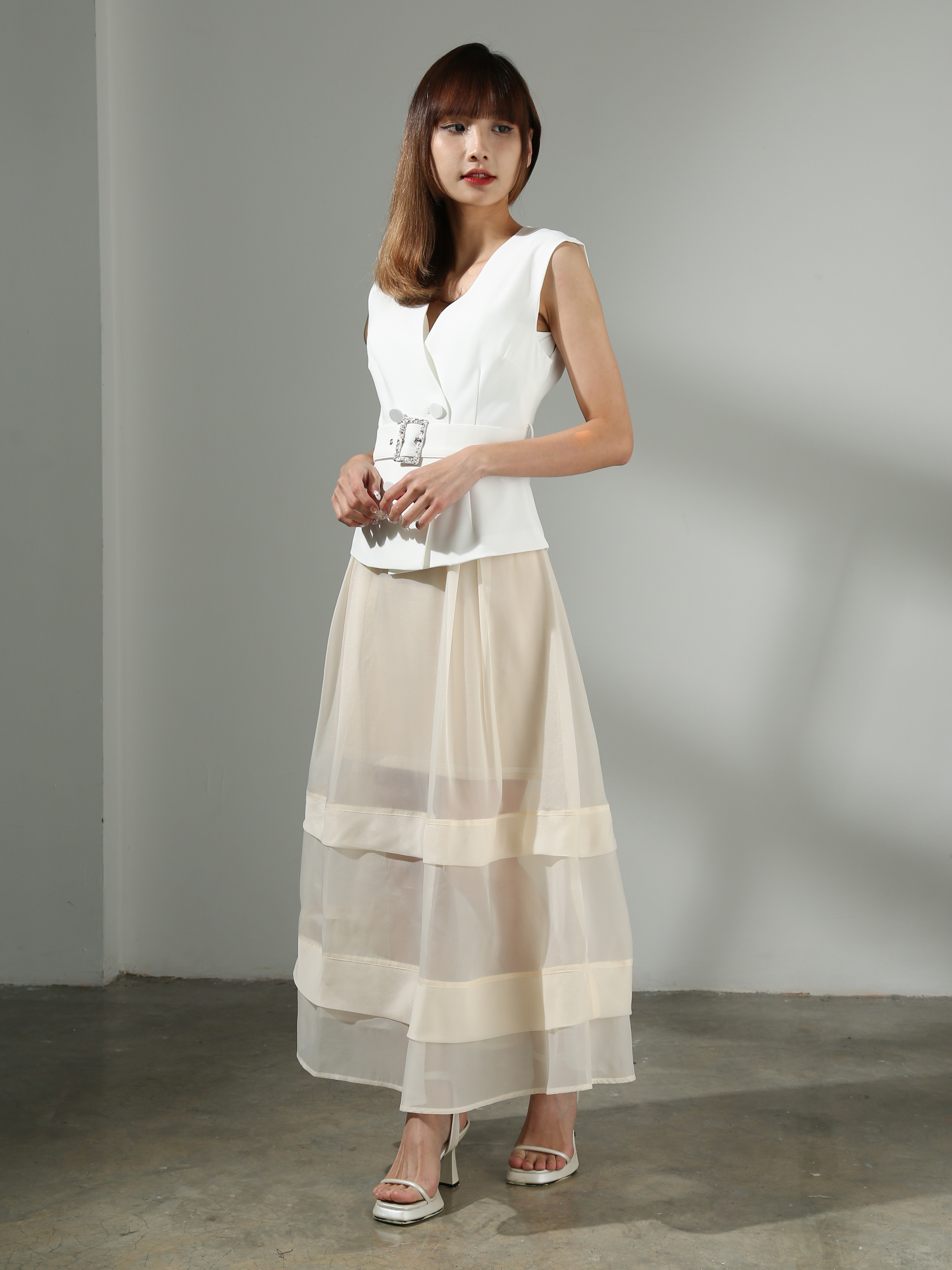 [PREORDER] High Waist With Net Long Skirt AC423