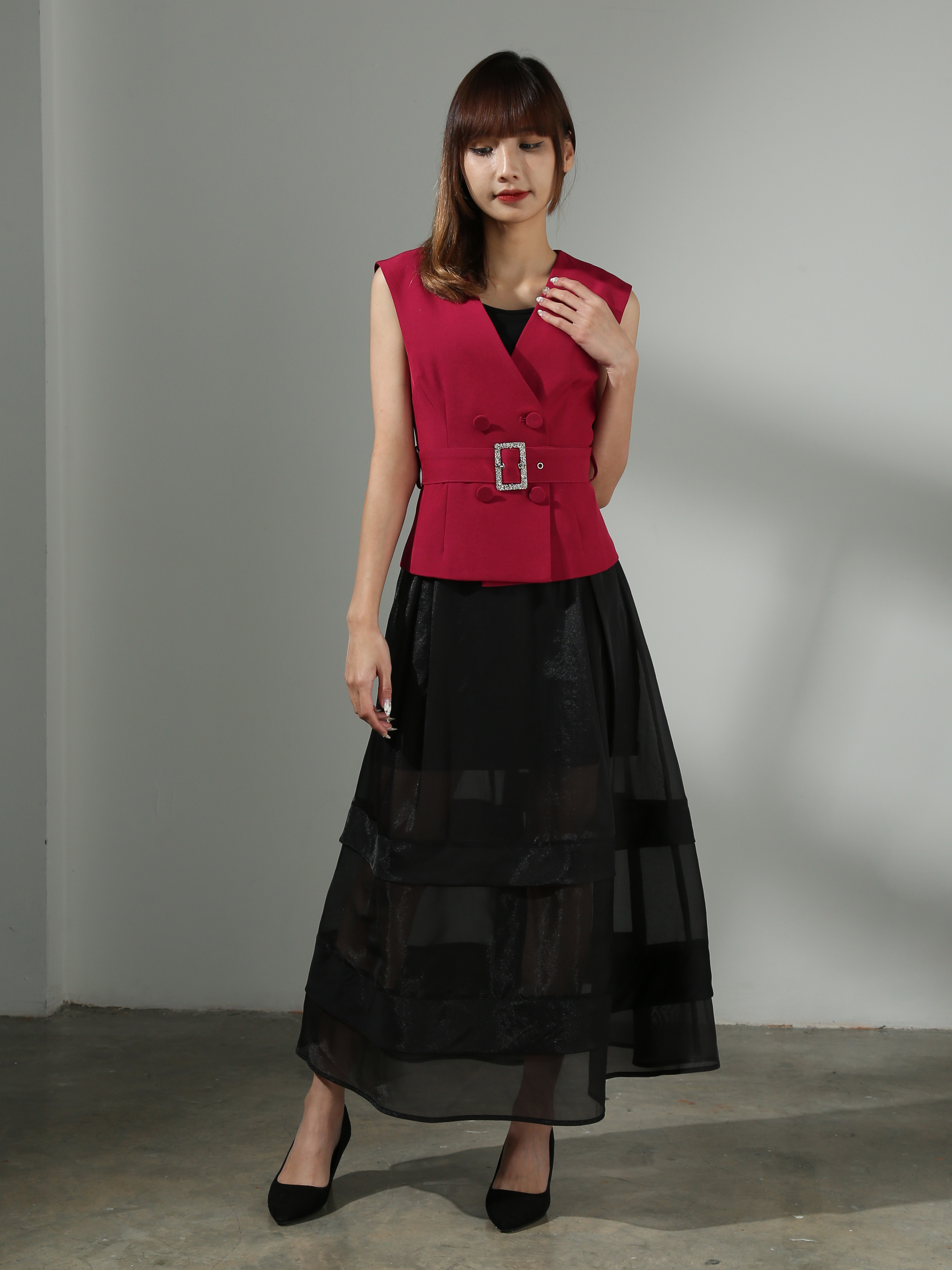 [PREORDER] High Waist With Net Long Skirt AC423