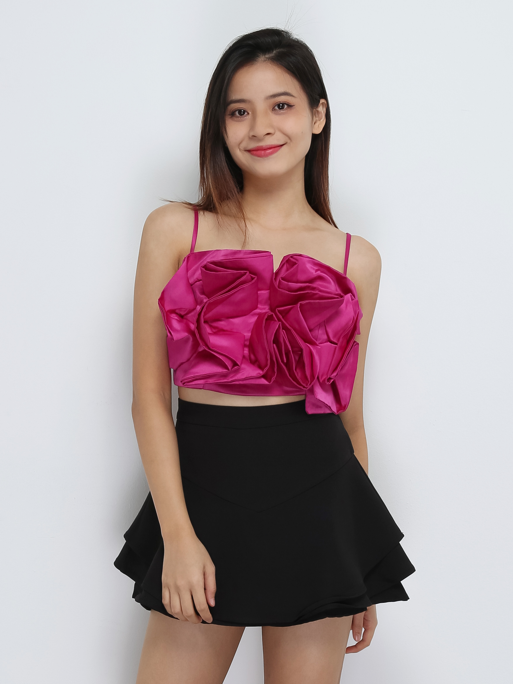 Flower Top With Skirt Pants Set 32747