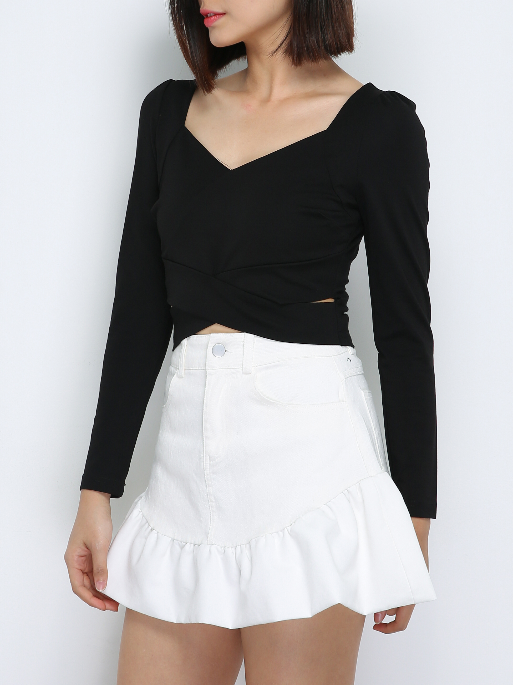 Denim With Ruffles Skirt Pants 33915