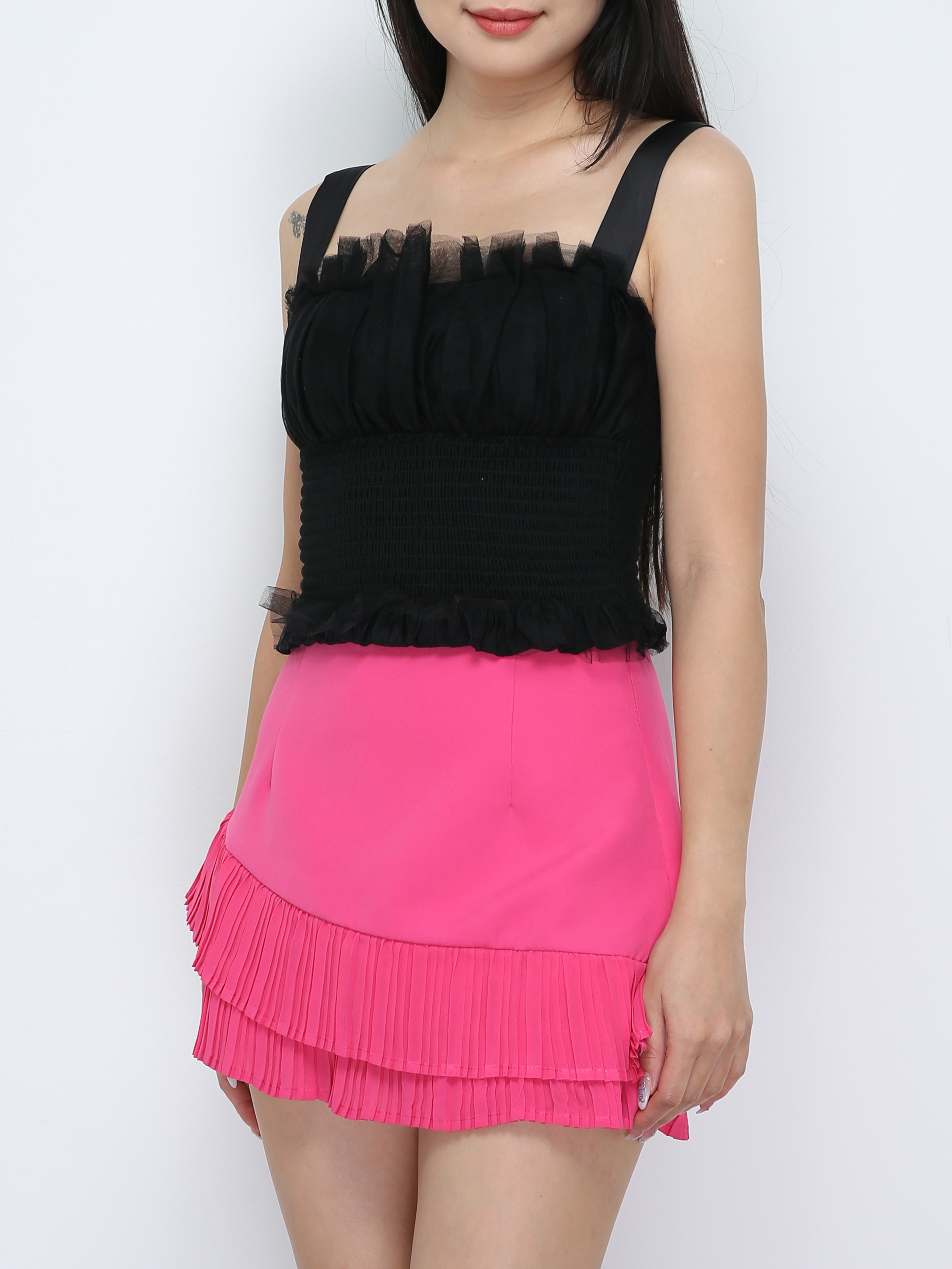 High Waist Layered Pleated Skirt Pants 33821