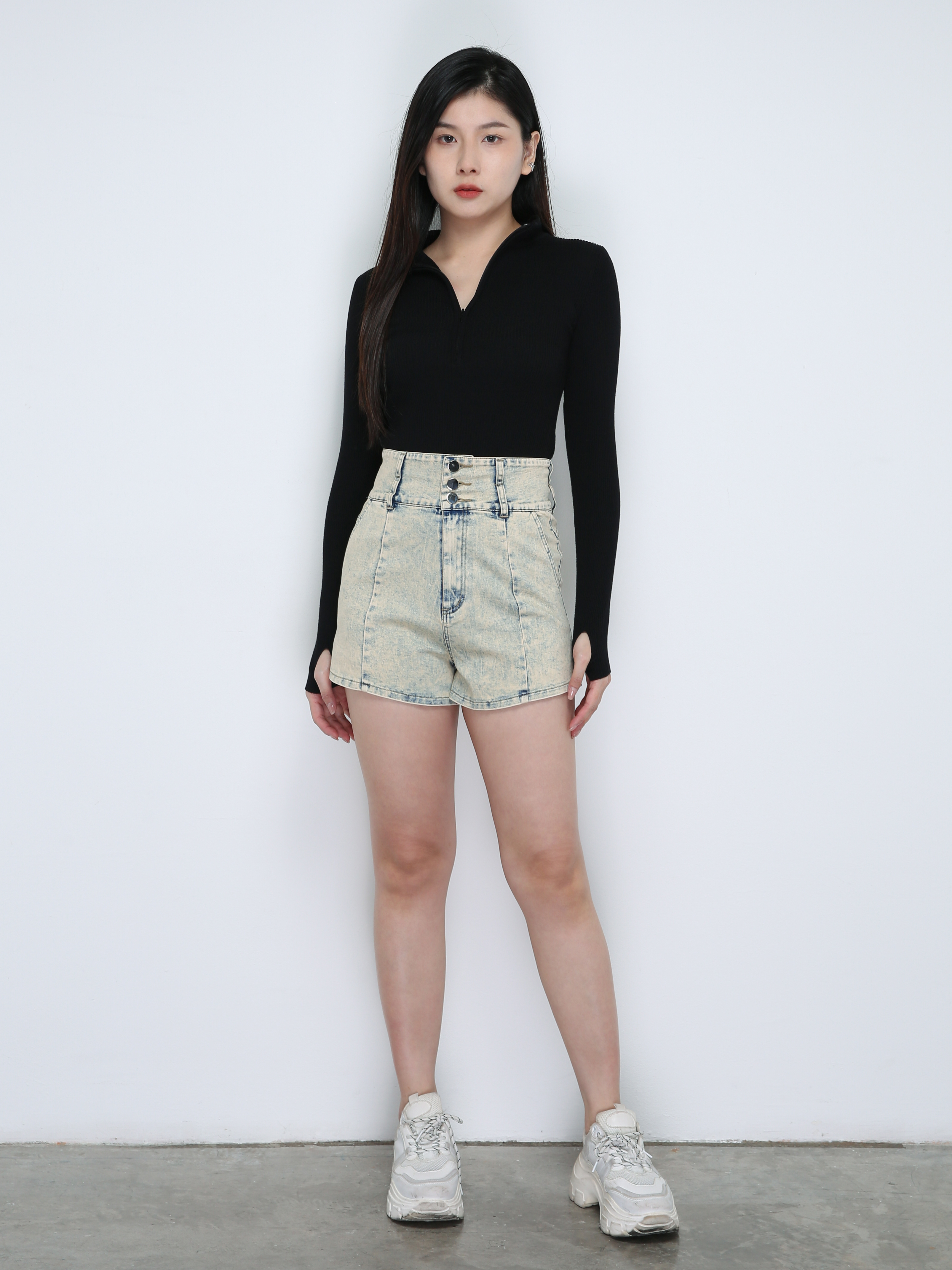 Denim Side Pocket With Belt Short Pants 33902