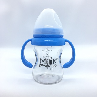 Milk&Co 150ml Wide Neck Glass Feeding Bottle with Handle