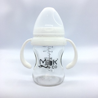 Milk&Co 150ml Wide Neck Glass Feeding Bottle with Handle