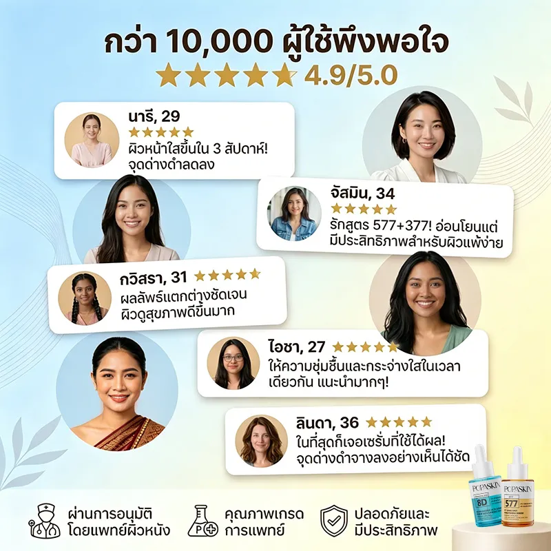 POPASKIN 577+8D เซ็ตเซรั่มคู่หูกู้ผิว จบฝ้ากระแดด บูสต์ผิวใส อิ่มฟูขั้นสุด