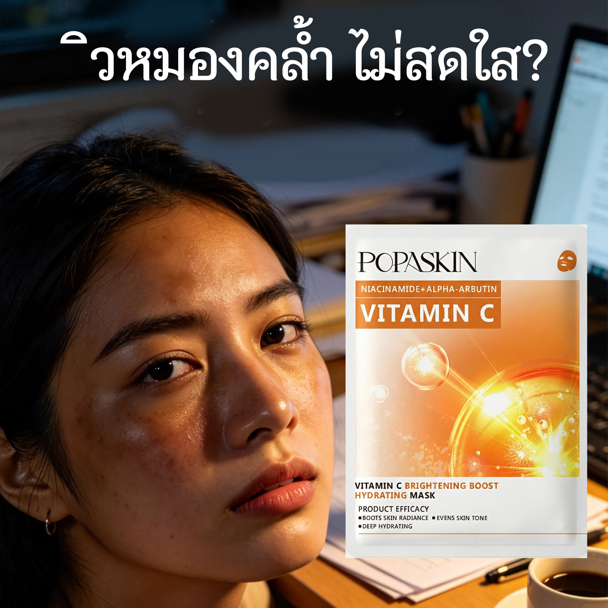 POPASKIN มาส์กหน้ากู้ผิวใสเร่งด่วน ให้ผิวดูโกลว์มีออร่า-POPASKIN