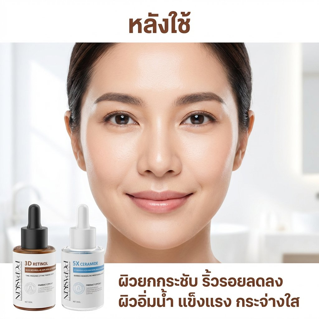 POPASKIN เซตคู่หู กู้ผิวแข็งแรง ยกกระชับลดริ้วรอย (5X Ceramide + 3D Retinol) สำหรับผิวแพ้ง่าย