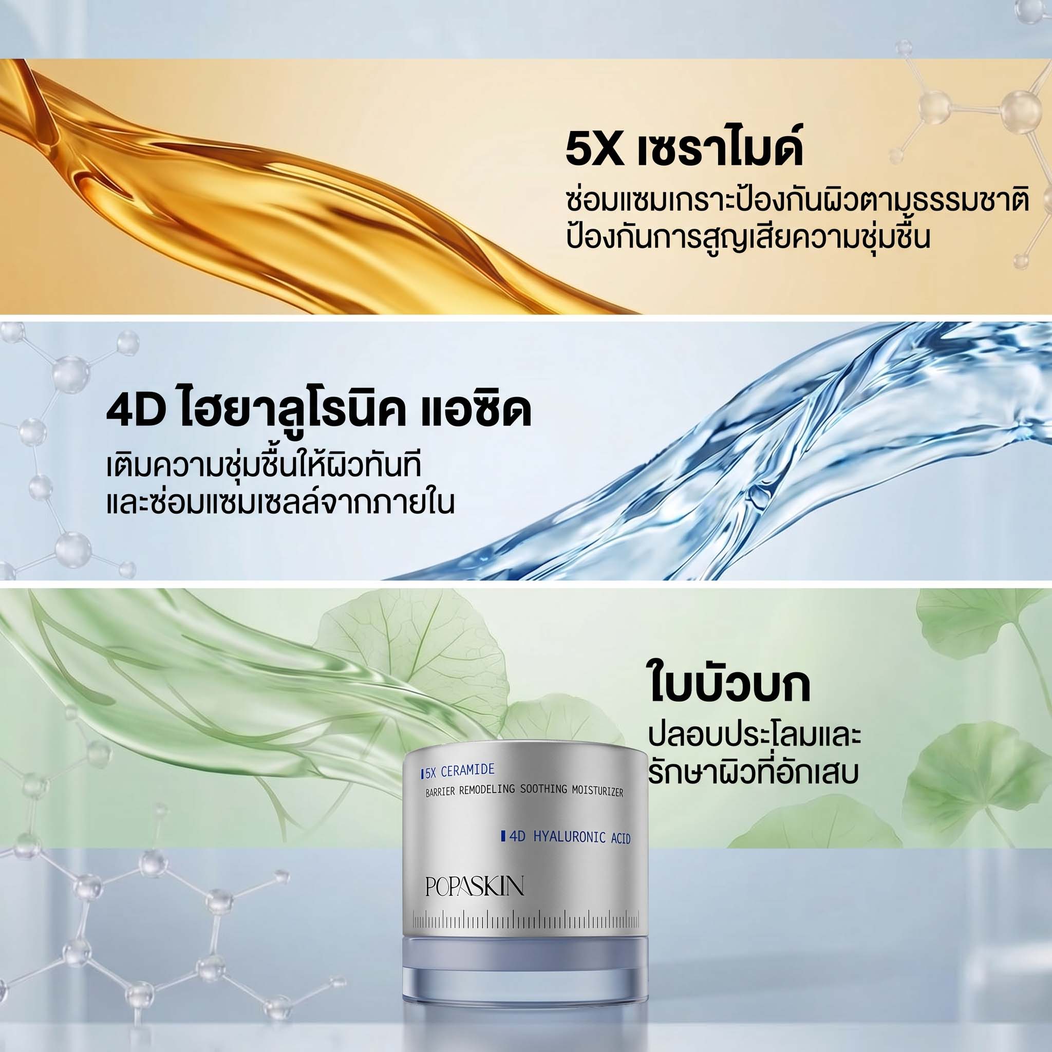 POPASKIN ครีมเสริมเกราะป้องกันผิว เติมน้ำให้ผิว จบปัญหา "ผิวมันขาดน้ำ" เนื้อบางเบา ซึมไวใน 3 วิ