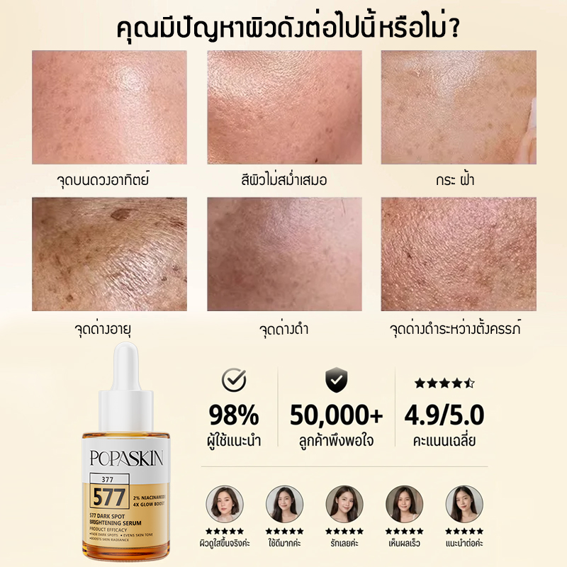 POPASKIN เซรั่มไวท์เทนนิ่ง ลดฝ้า กระ จุดด่างดำ