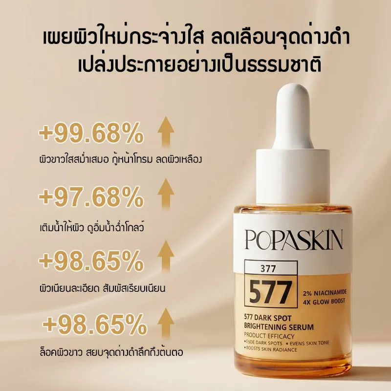 POPASKIN 577+8D เซ็ตเซรั่มคู่หูกู้ผิว จบฝ้ากระแดด บูสต์ผิวใส อิ่มฟูขั้นสุด