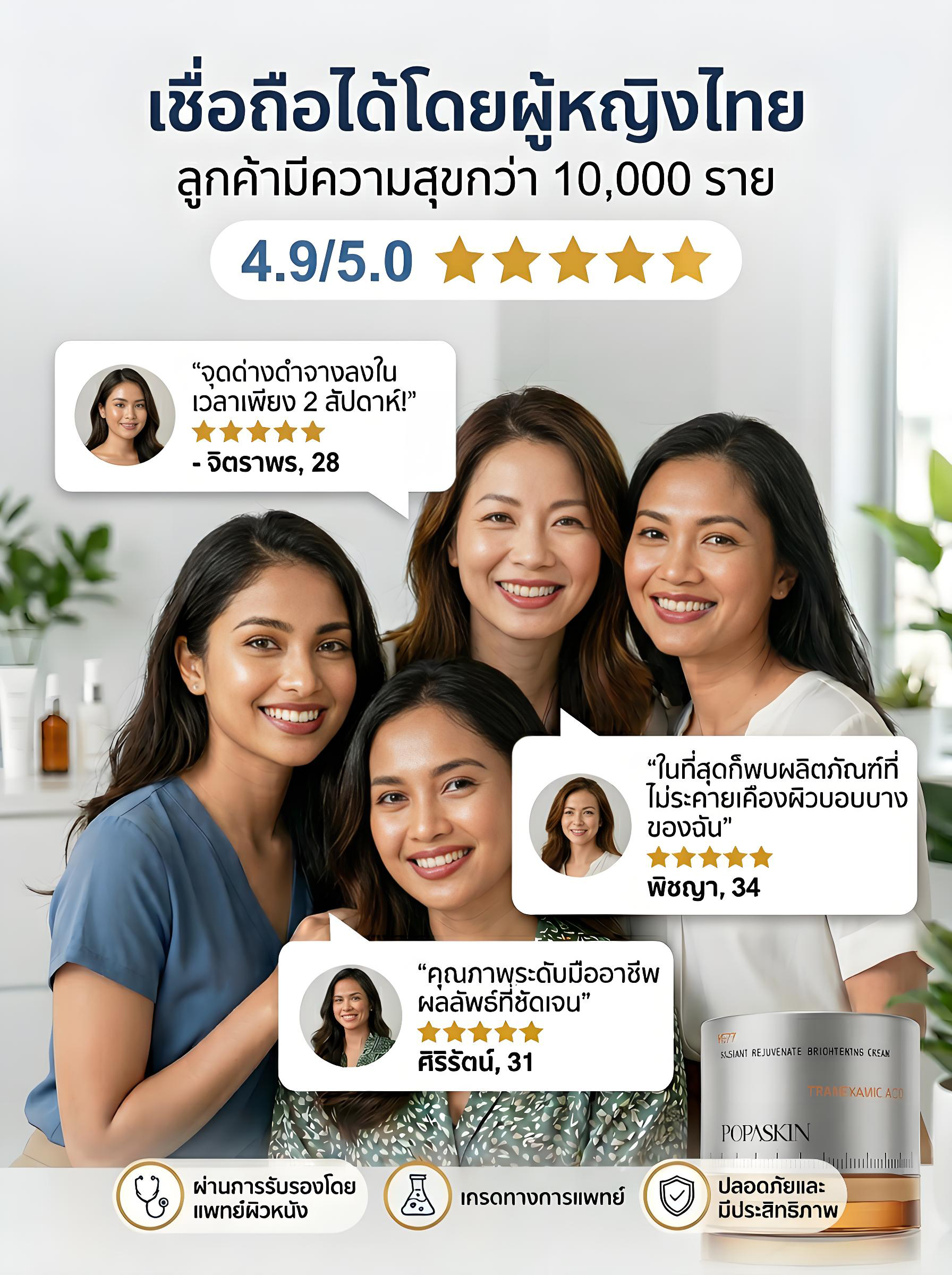 POPASKIN เซตครีมกู้ปราการผิว พร้อมปรับผิวให้ขาวกระจ่างใส