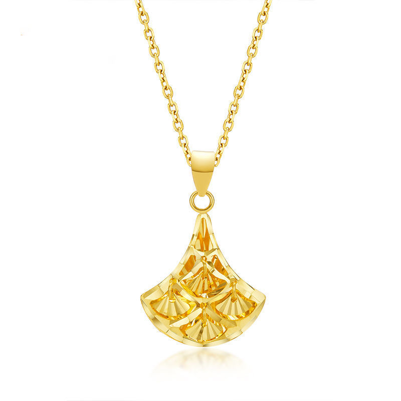 Gold Color Super Shiny Fan-shaped Pendant
