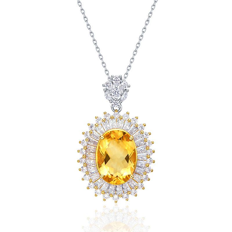 Crystal Necklace Heart-shaped Yellow Crystal Pendant