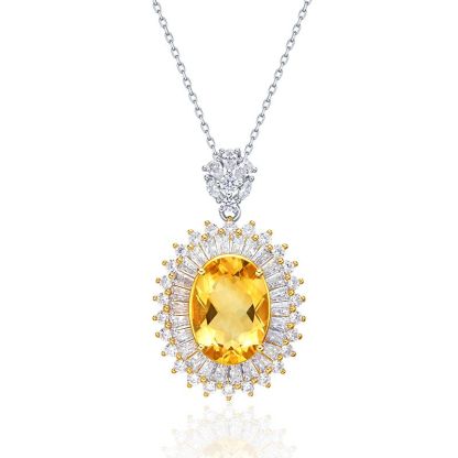 Crystal Necklace Heart-shaped Yellow Crystal Pendant
