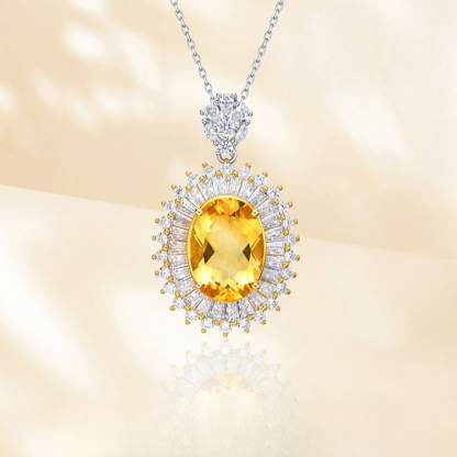 Crystal Necklace Heart-shaped Yellow Crystal Pendant