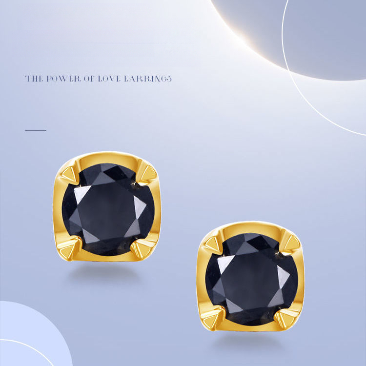 AU750 Gold Carbonado Stud Earrings