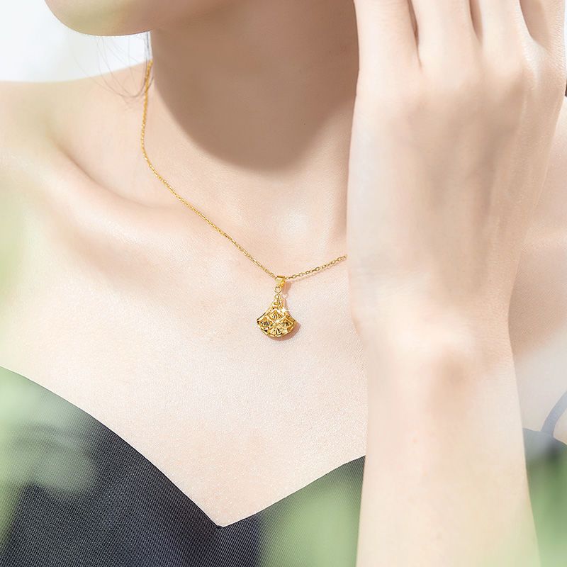 Gold Color Super Shiny Fan-shaped Pendant