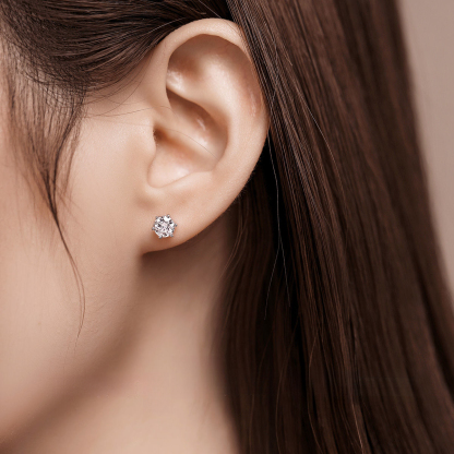 Earrings Hexagonal Platinum Earrings