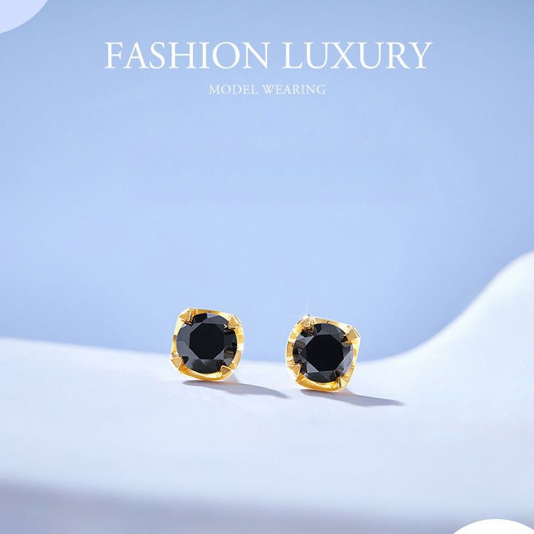 AU750 Gold Carbonado Stud Earrings