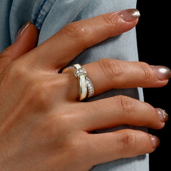 Italo Knot Ring Opal Ring Unique Wedding Band For Women