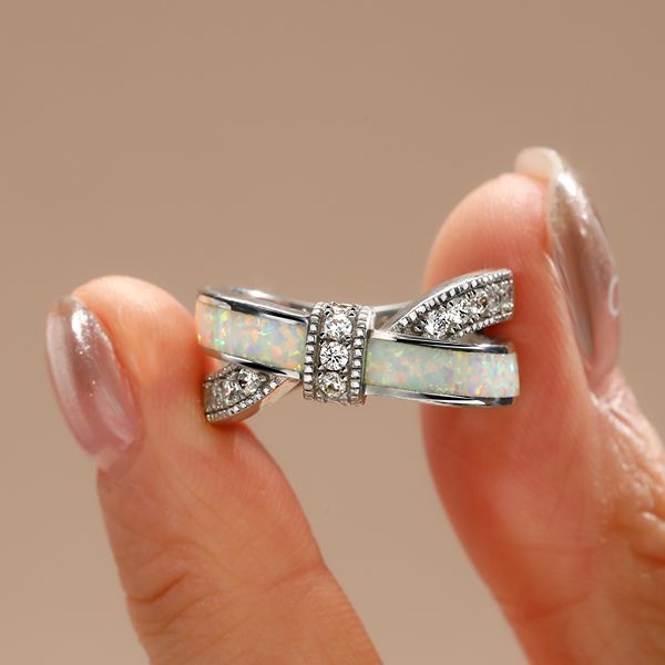 Italo Knot Ring Opal Ring Unique Wedding Band For Women