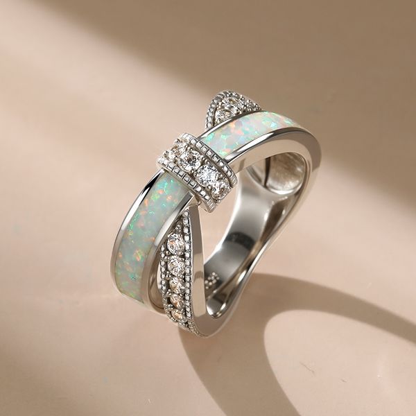 Italo Knot Ring Opal Ring Unique Wedding Band For Women