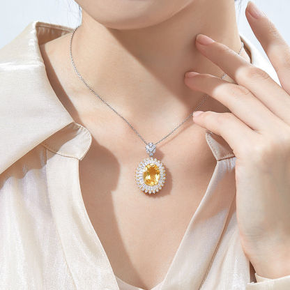 Crystal Necklace Heart-shaped Yellow Crystal Pendant