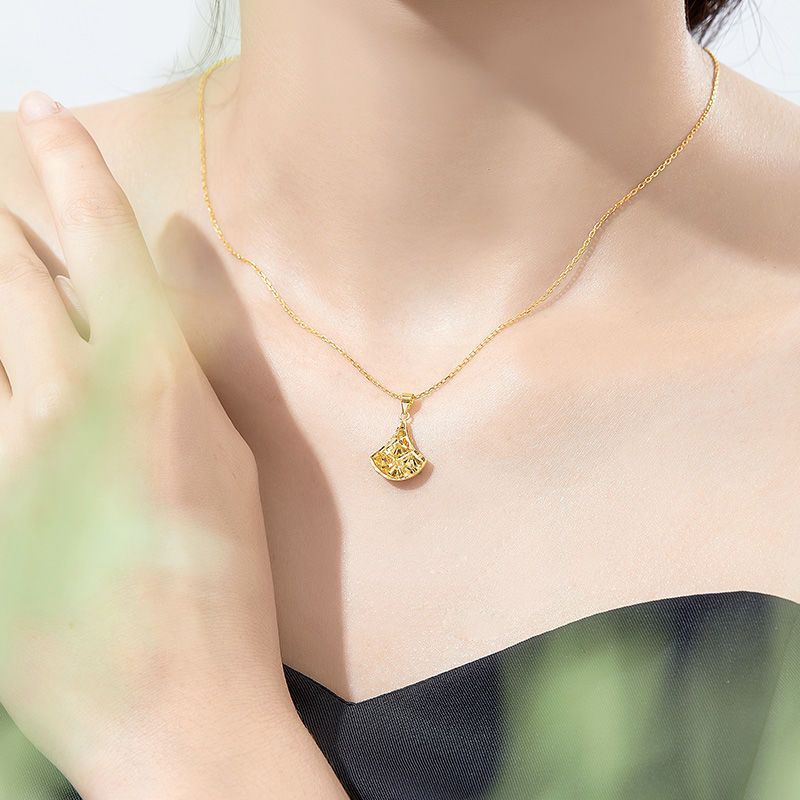 Gold Color Super Shiny Fan-shaped Pendant