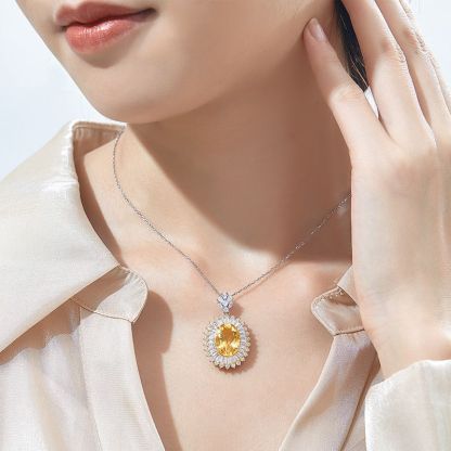 Crystal Necklace Heart-shaped Yellow Crystal Pendant