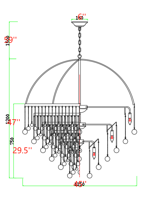 Customized Modern Aubrey 6 Tier Chandelier