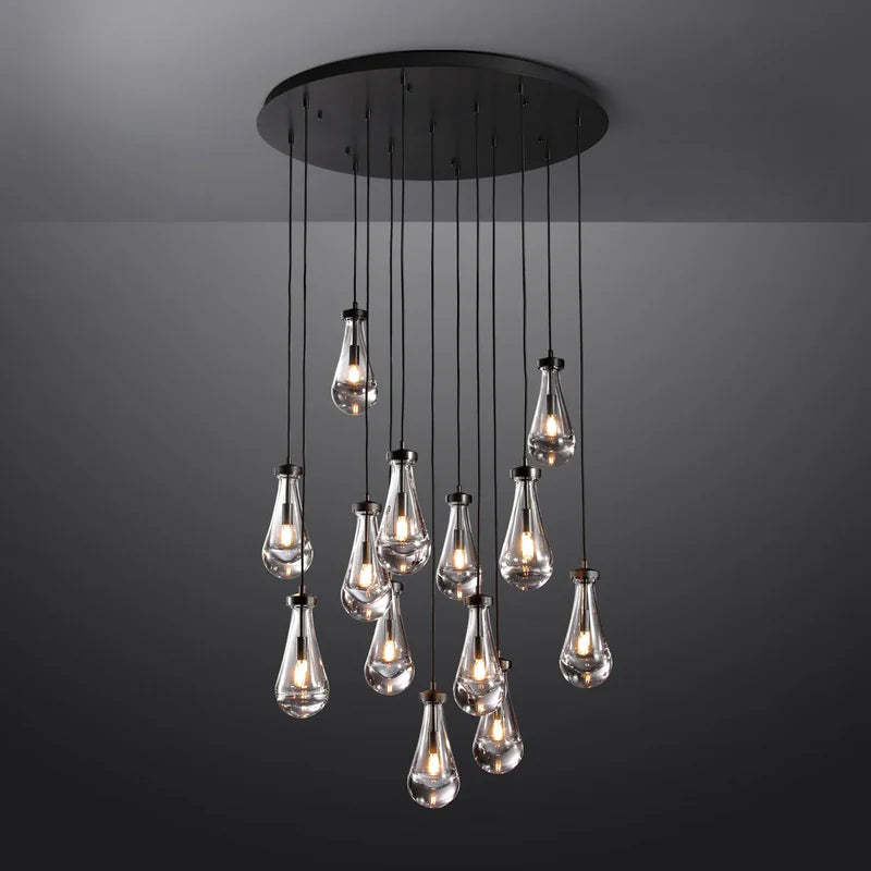 Raindrop Round Chandelier 36" 13-Lights , Rain Chandelier For Dining Room