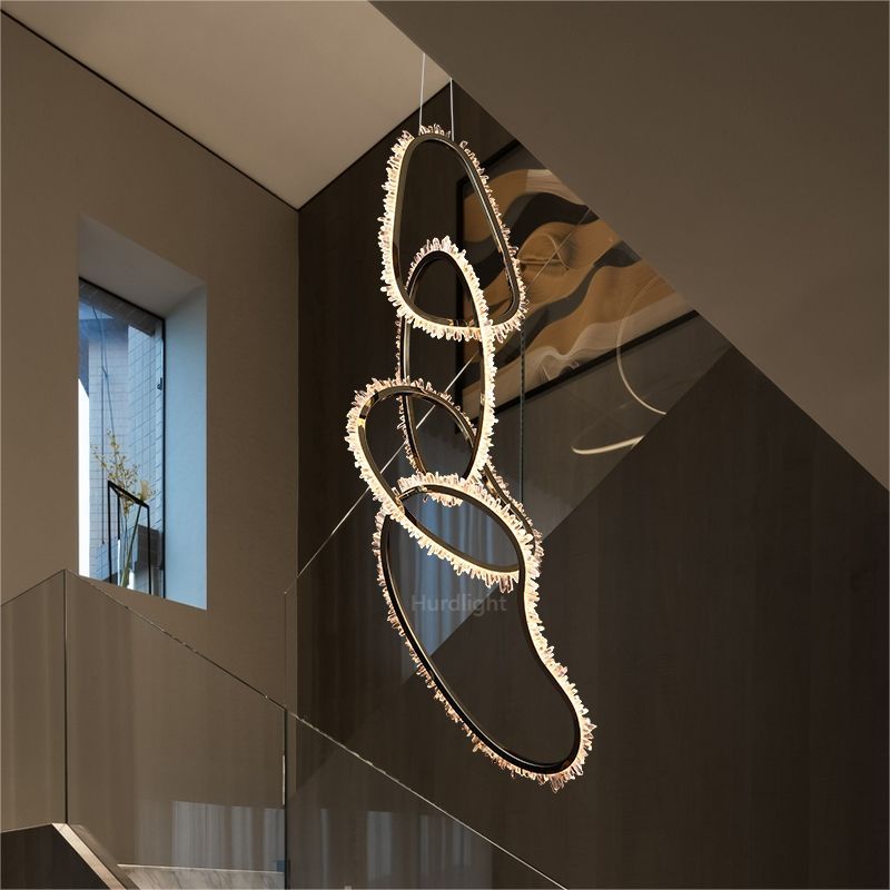 Primary Crystal Cluster 5 Rings Chandelier chandeliers for dining room,chandeliers for stairways,chandeliers for foyer,chandeliers for bedrooms,chandeliers for kitchen,chandeliers for living room Rbrights Style B