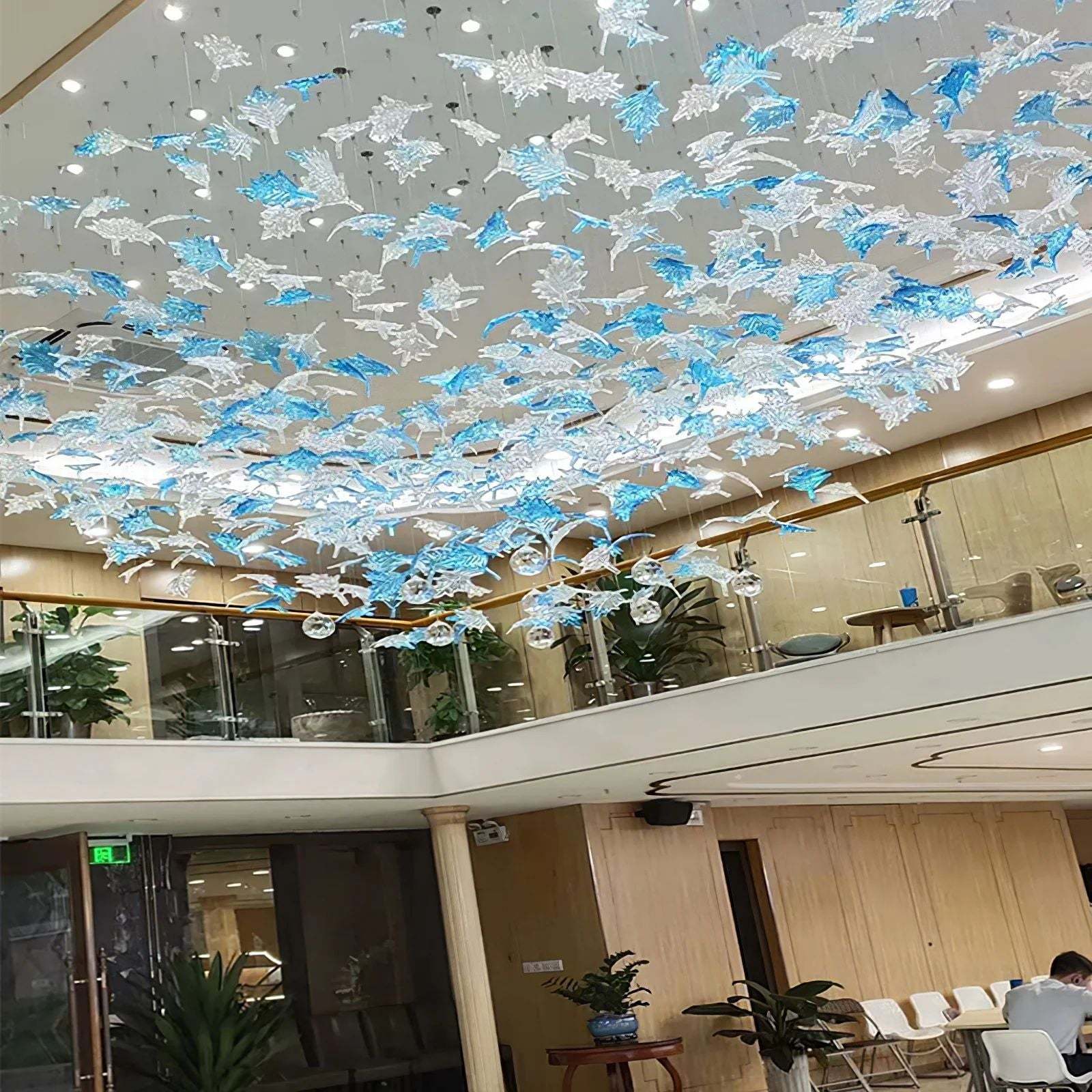 Multicolor Maple Leaf Art Glass Chandelier