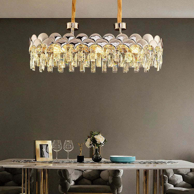 Modern Fish Scale Tiered Crystal Pendant Chandelier Suit for Living Room & Bedroom, tiered, shining, art designer, noble, luxury